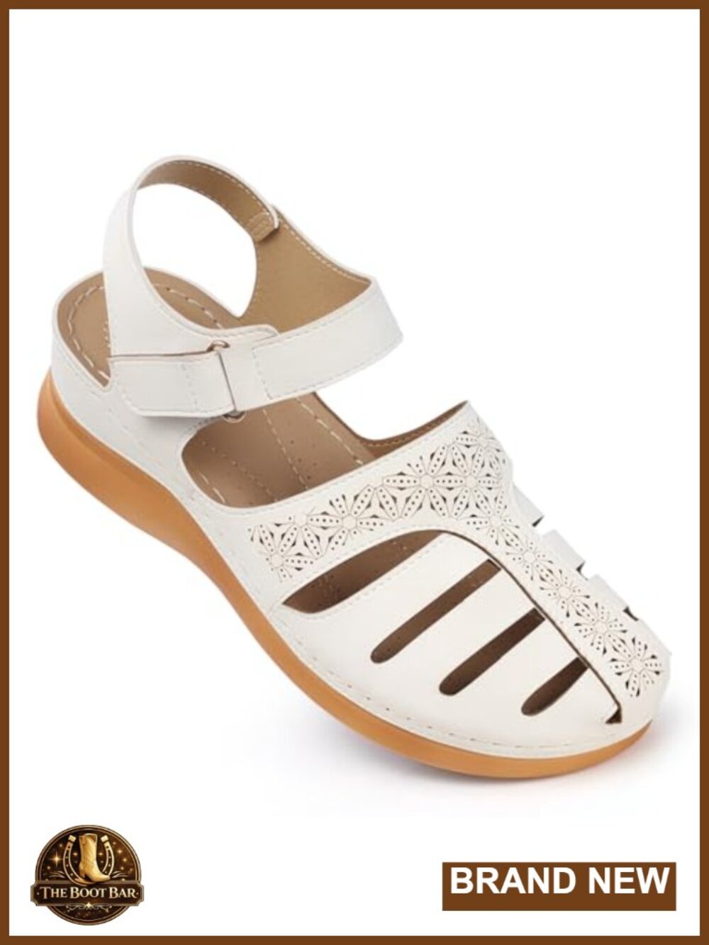 Closed Toe Wedge Sandals - Slingback Hook & Loop - Casuals